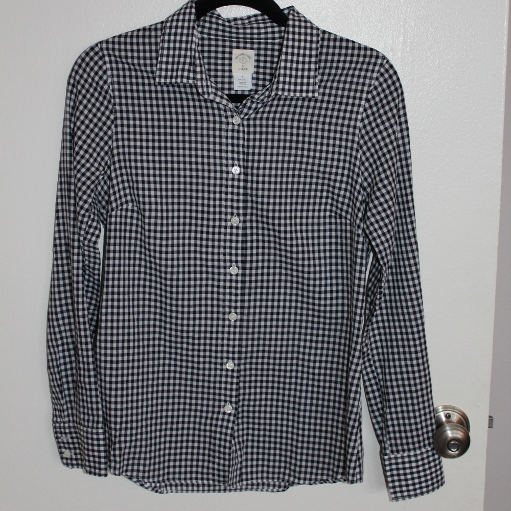 J. Crew Perfect Shirt in Navy Gingham